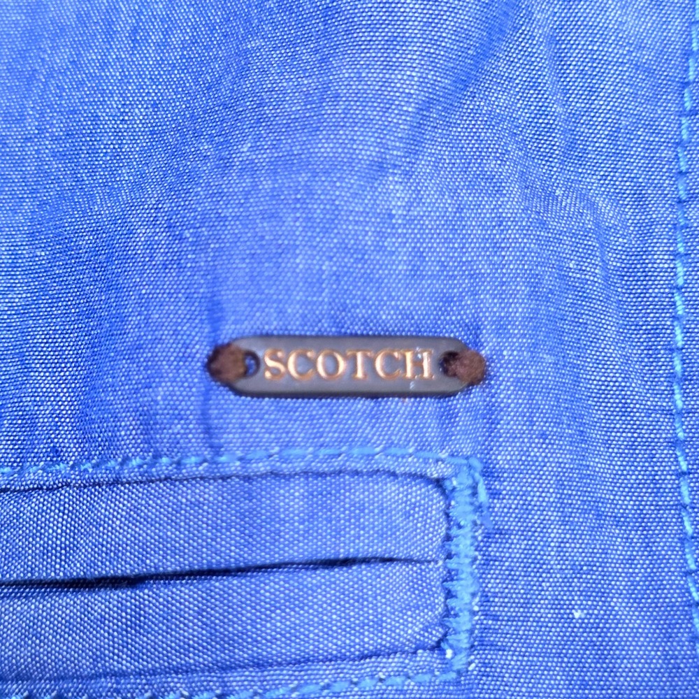 Scotch & Soda Scotch Shrunk Button Down Shirt Boys 10 Blue Chambray Long Sleeve - Picture 6 of 9